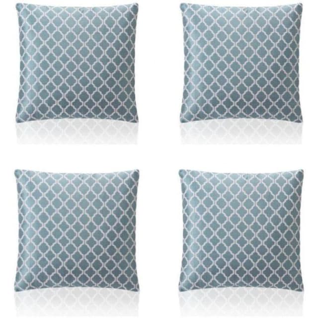 Alan Symonds Two Tone Geometric Jacquard Cushion Set of 4 Teal unisex 45x45cm