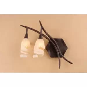 Gaudi Left wall lamp with switch 2 G9 bulbs, brown/black oxidized