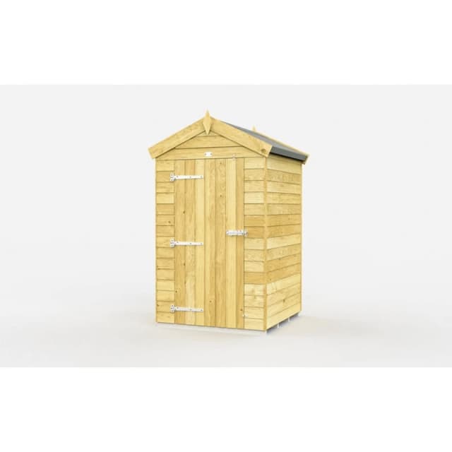Buttercup Farm 4 x 4 Feet Apex Shed - Single Door W/O Windows - L127 x W118 x H217cm in Brown Brown Unisex