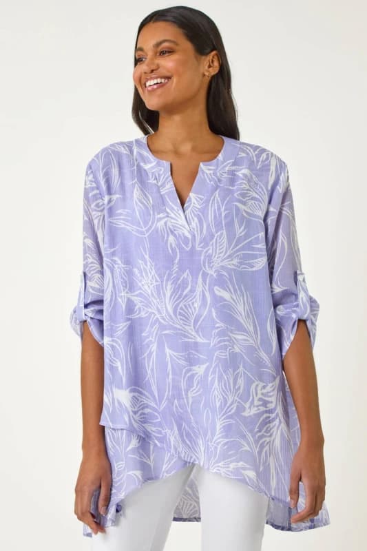 Roman Womens Linear Print Wrap Tunic in Lilac Size: 18 Lilac Female 18