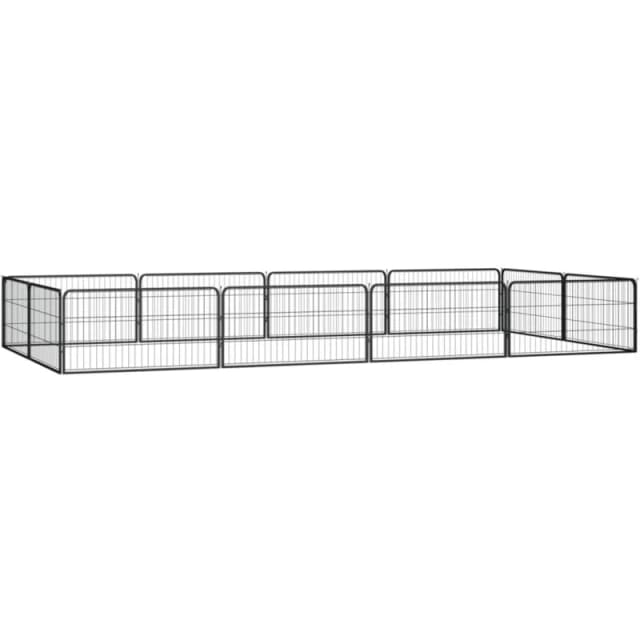 VIDAXL 12-Panel Dog Playpen Black 100x50cm Powder-coated Steel Vidaxl 8720287159018