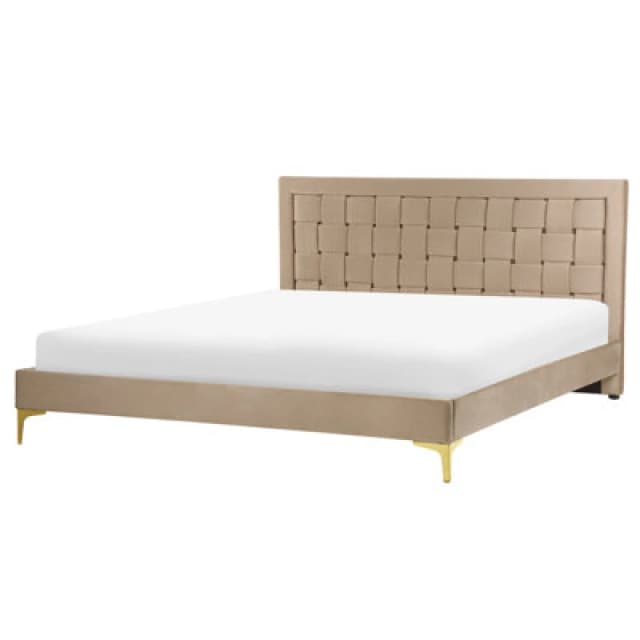Beliani Bed Velvet Limoux 160 X 200 Cm (Eu King Size) Taupe
