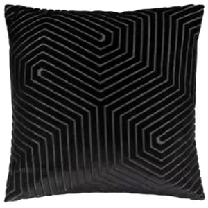 Evoke Cut Velvet Cushion Black