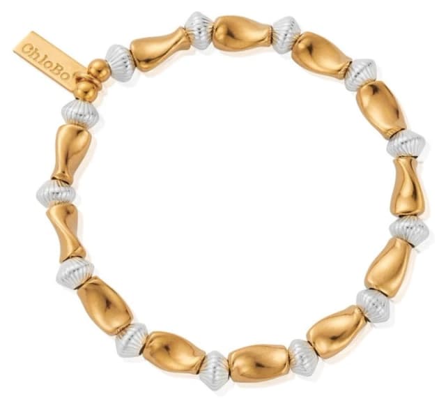 ChloBo GMBTDISC Gold and Silver Twisted Disc Bracelet Jewellery