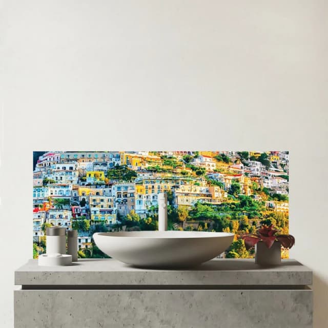Warren Reed - Designer Positano, Amalfi Coast Glass Bathroom Splashback in Green Green Unisex