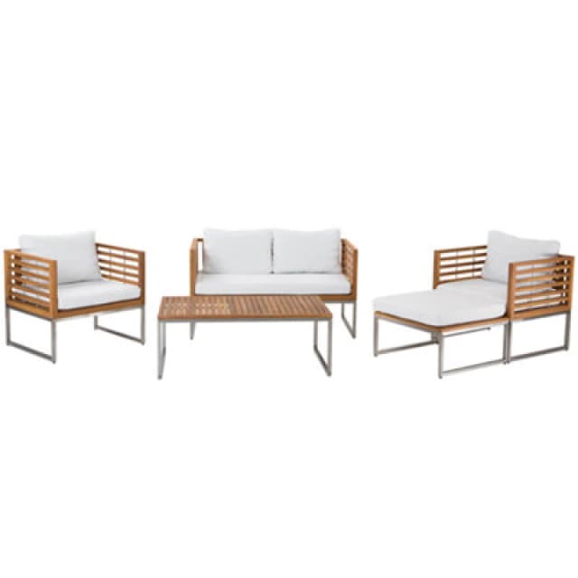 Beliani Garden Lounge Set With Table 4 Seater Bermuda Acacia Wood Brown
