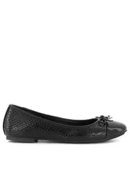 Dune London Wide Fit Hallo Ballerina, Black, Size 4, Women