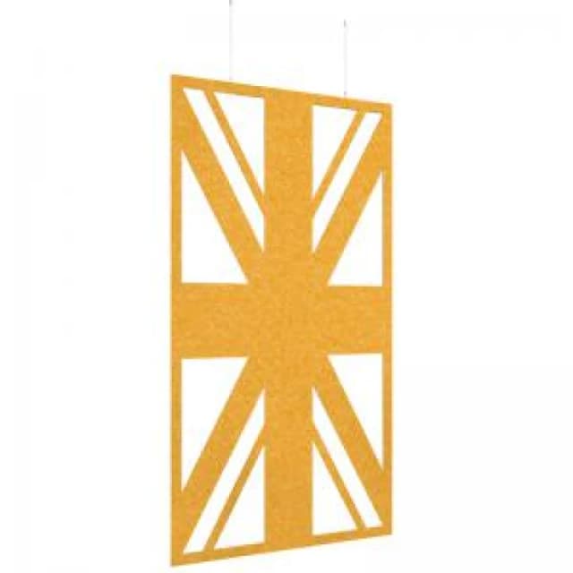 Piano Chords Acoustic Patterned Hanging Screens In Yellow H2400 x W1200mm with Hanging Wires And Hooks - Union