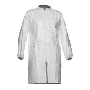 Tyvek DuPont PL309 Lab Coat Pockets and Zip Disposable Large White