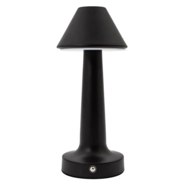 Happy Homewares Short Matte Black Modern Rechargeable LED Touch Dimmable Table Lamp