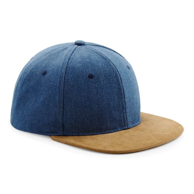 Beechfield Mens Faux Suede Peak Snapback Cap in Blue Blue Male One Size