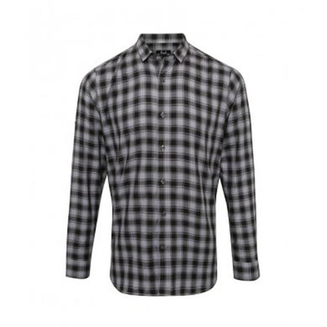 Premier Premier Men Mulligan Check Long Sleeve Shirt in Dark Grey Size: Small Dark Grey S Male 5057819129922