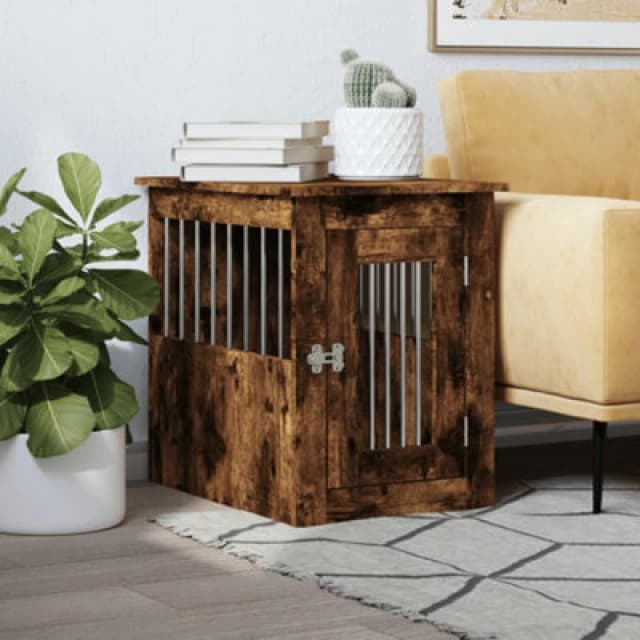 vidaXL Dog Crate Furniture Smoked Oak 45x62x59cm Engineered Wood, Brown 838313