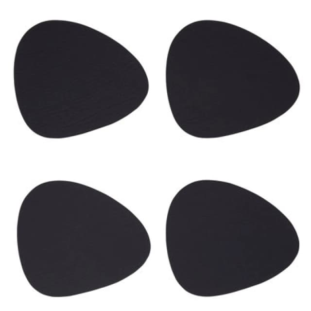 Premier Housewares Catlins 4Pc Pebble Black Leather Coasters Black
