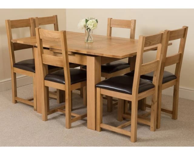 Thats Furniture Richmond 90-150cm Square Oak Extending Dining Table & 6 Lincoln Chairs in Brown Brown Unisex