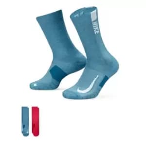 Nike Multiplier Crew Running Socks 2 Pack Unisex Adults - Multi