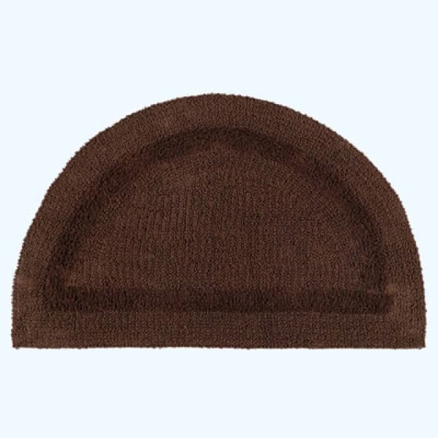 Homescapes Luxury Reversible Semi Circle Bath Mat - Chocolate