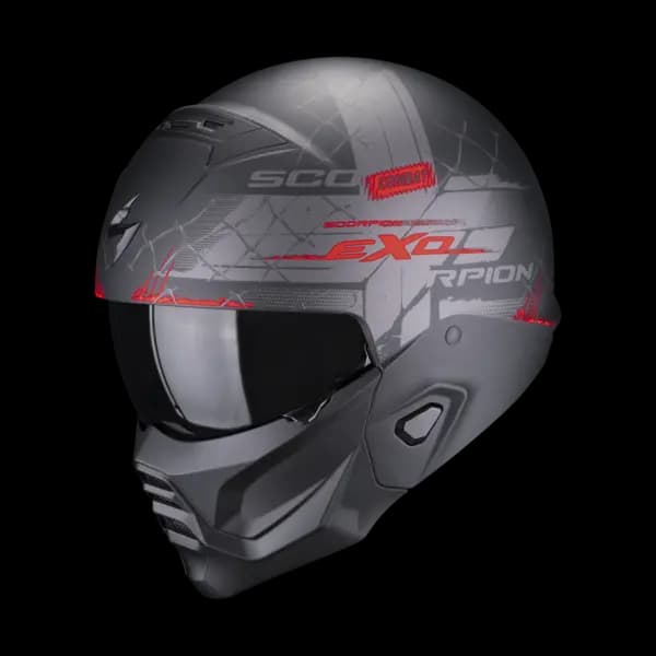 Scorpion Exo-Combat II Xenon Matt Black-Red Jet Helmet S