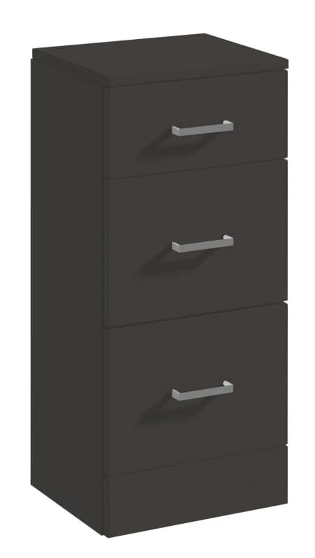 Balterley Modern Bathroom Floor Standing 3 Drawer Unit - 350 x 300mm, Dark Grey Dark Grey Unisex