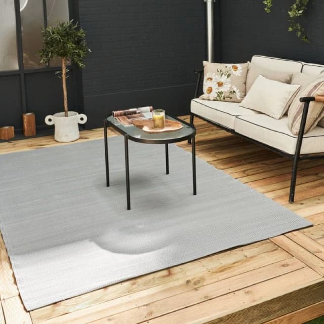 THE RUGS Outdoor Rug - Easy to Clean Reversible Waterproof Plastic Outdoor Rugs for Garden Patio Balcony Camping - Plain Urban 1000 Grey Grey Unisex