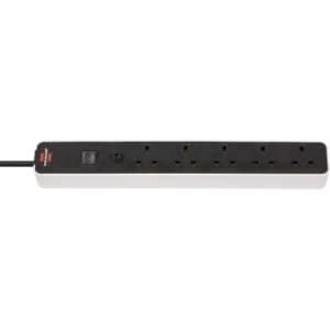 Brennenstuhl Ecolor, 5-gang extension lead (Power Strip 5-way with safety fuse button, switch and 3m cable - 90° angle of...