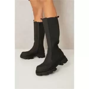I Saw It First Chunky Wellie Detail Knee High Boots - Black