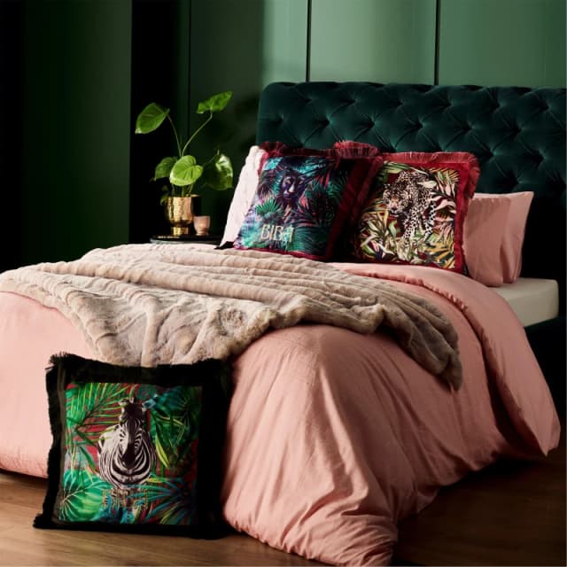 Biba Biba Logo Jacquard Duvet and Pillowcase Set - Pink Pink Double