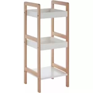 3 Tier Birch Wood Bathroom Shelf With Square Shelves Lacquer Finish Bathroom Organiser / Storage Shelving Unit For Garage Shelves 29 x 72 x 30