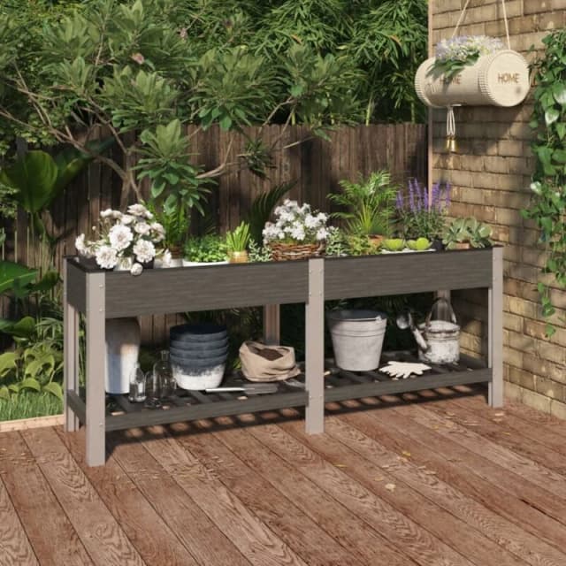 VIDAXL Garden Raised Bed with Shelf Grey 200x50x75cm WPC vidaXL 362573