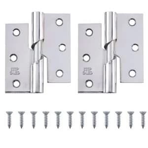 Chrome Effect Metal Rising Butt Hinge Pack of 2