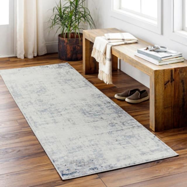 Livabliss Modern Marble Dark Blue Alix Runner Rug 80 X 220 Cm - Easy Care, Non Shedding, Ideal For Hallway Or Beside The Bed
