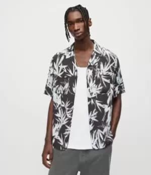 AllSaints Mens Bambusa Tie Dye Shirt, Black, Size: XXL