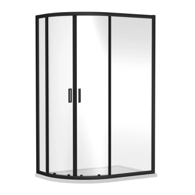Balterley Offset Quadrant 6mm Safety Glass Shower Enclosure Black 1000x800mm Black Unisex