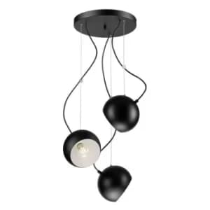 Inez Cluster Pendant Ceiling Light Black, 3x E27
