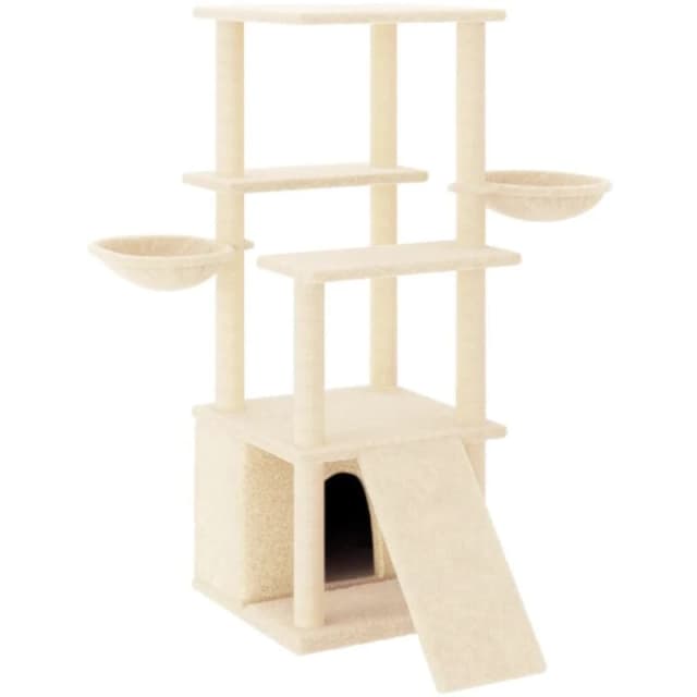 vidaXL Cat Tree w/ Sisal Scratching Posts Cream 133cm, Cream 171756