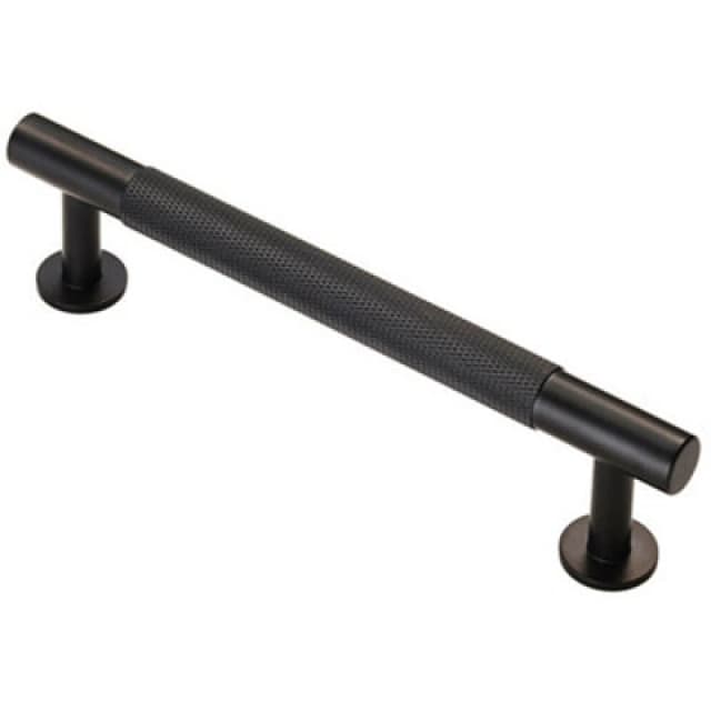 Loops Knurled Bar Door Pull Handle 158 x 13mm 128mm Fixing Centres Matt Black unisex