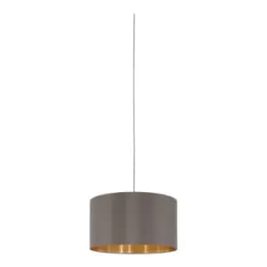 Netlighting Maserlo 1 Light Round Ceiling Pendant Satin Nickel Cappuccino, E27