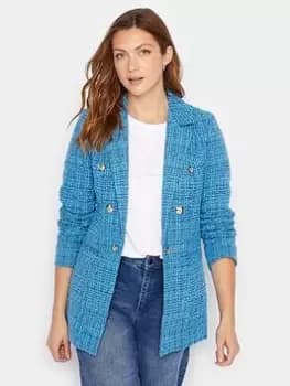 Long Tall Sally Blue Boucle Blazer, Blue, Size 10, Women