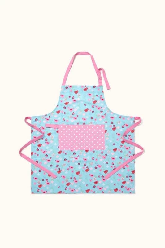 Homescapes Birds and Flowers Pink Cotton Apron Multi