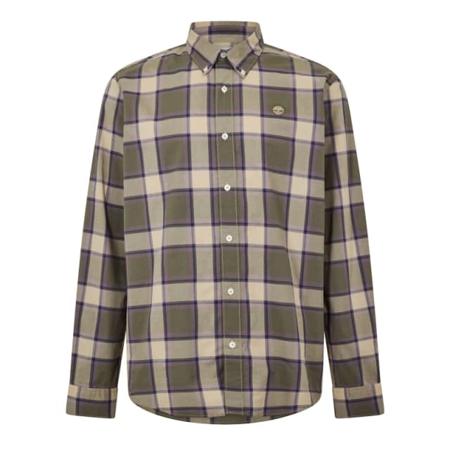 Timberland Mens Poplin Check Dark Denim Long Sleeve Oxford Shirt Lemon Pepper Yd male S