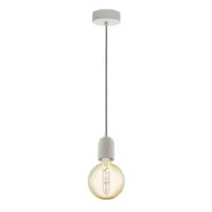 Hanging Ceiling Pendant Light Grey Concrete 1 x 60W E27 Hallway Feature Lamp
