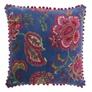 Malisa Paisley Cushion Smoke Blue, Smoke Blue / 50 x 50cm / Polyester Filled