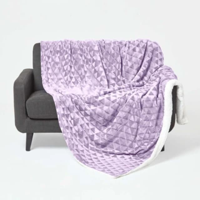 Homescapes Geometric Triangle Velvet Throw Purple