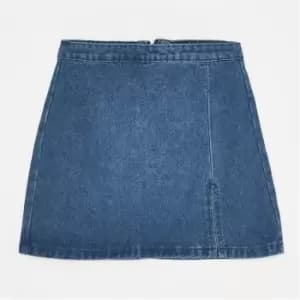 Missguided Petite Split Detail Denim Mini Skirt - Blue