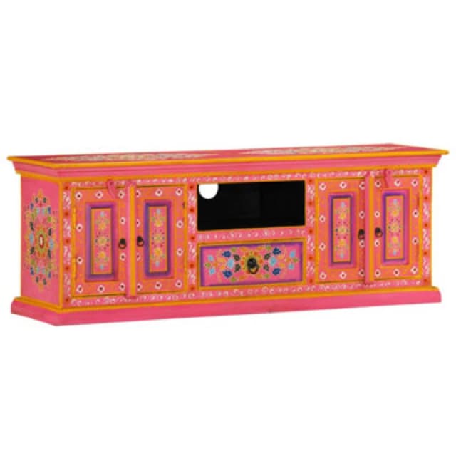 Vidaxl TV Cabinet Pink 110X30X40 Cm Solid Wood Mango