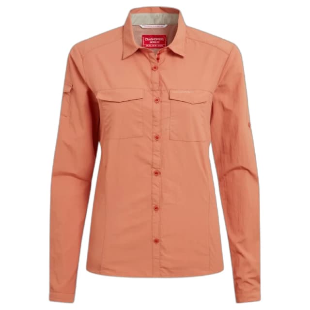 Craghoppers Womens Nosilife Adventure' Long Sleeved Shirt With Insect Repellent Technology in Orange Size: 8 Orange Female 8