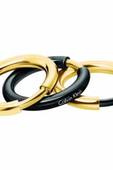 Ladies Calvin Klein Black Ion-plated Steel Size N & Gold Plated Disclose Ring Set Size N.5 KJ5FBR200107