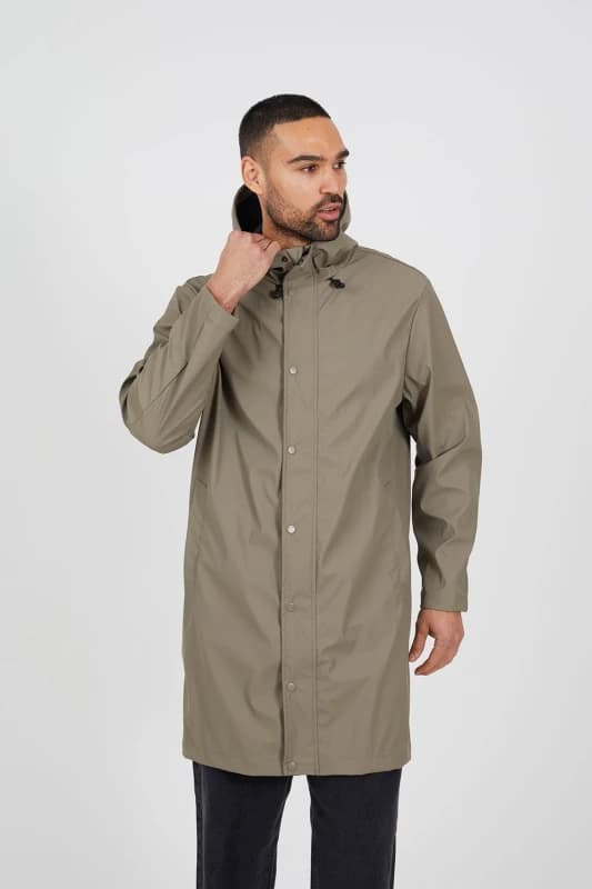 Brave Soul Brave Soul Men Rubberised Hooded Parka Style Jacket in Taupe Size: Medium Taupe M Male 5063487179121