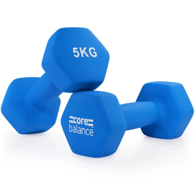 Core Balance Neoprene Hex Dumbbells Set Of 2 Cast Iron Hexagonal Hand Weights Core Balance Blue