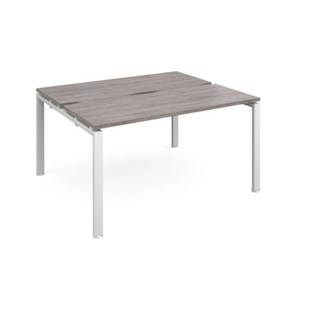 Adapt Adapt sliding top back to back desks 1400mm x 1200mm - white frame, grey oak top STE1412-WH-GO